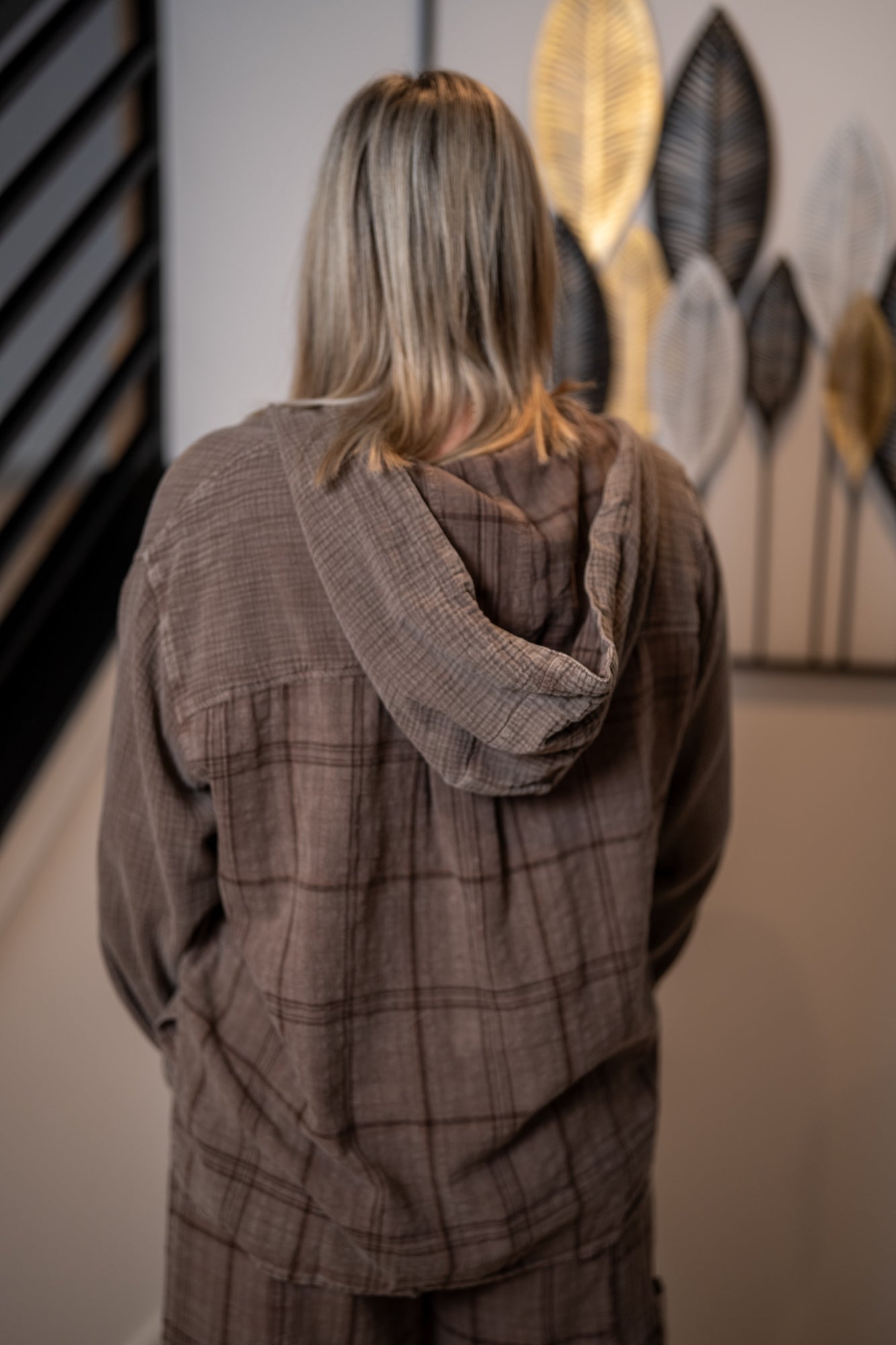 Easel Plaid Mineral Washed Hoodie