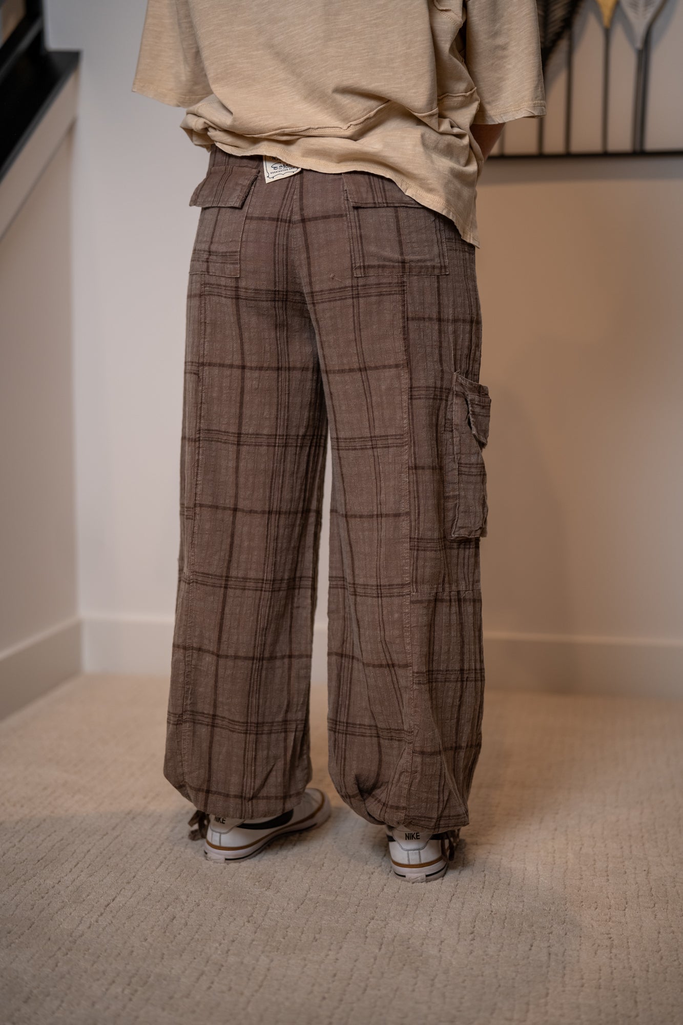 Easel Plaid Mineral Washed Pants
