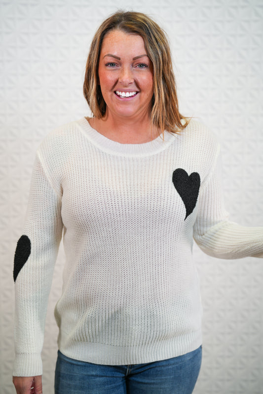 Hearts On My Mind Long Sleeve Sweater - Buttercup Lynne Boutique