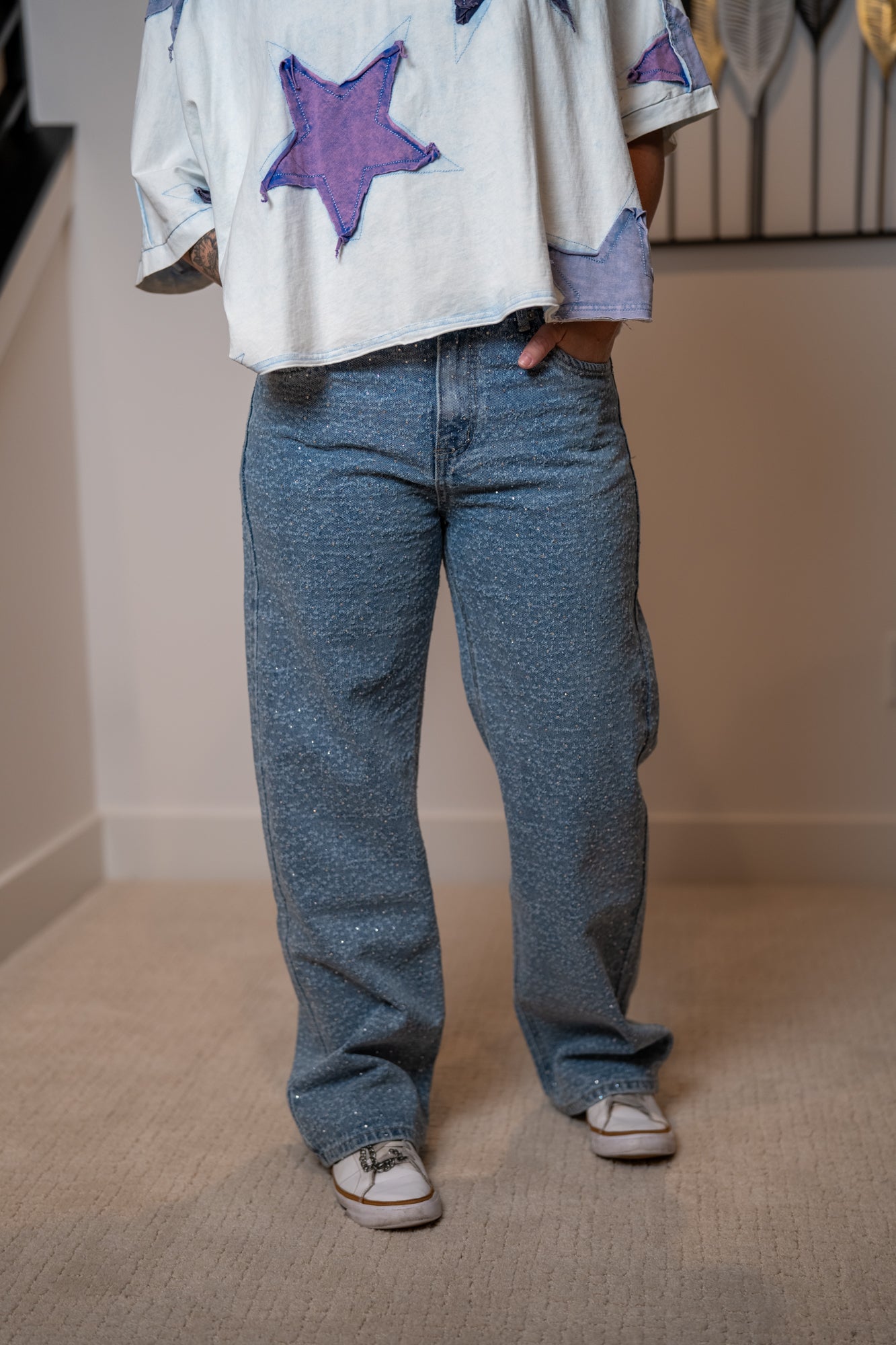 Oli & Hali Rhinestone Washed Denim Jeans