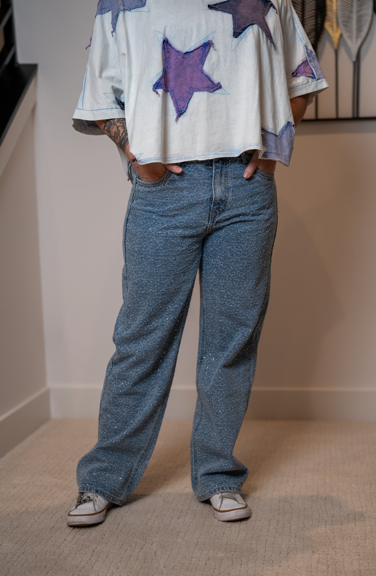 Oli & Hali Rhinestone Washed Denim Jeans
