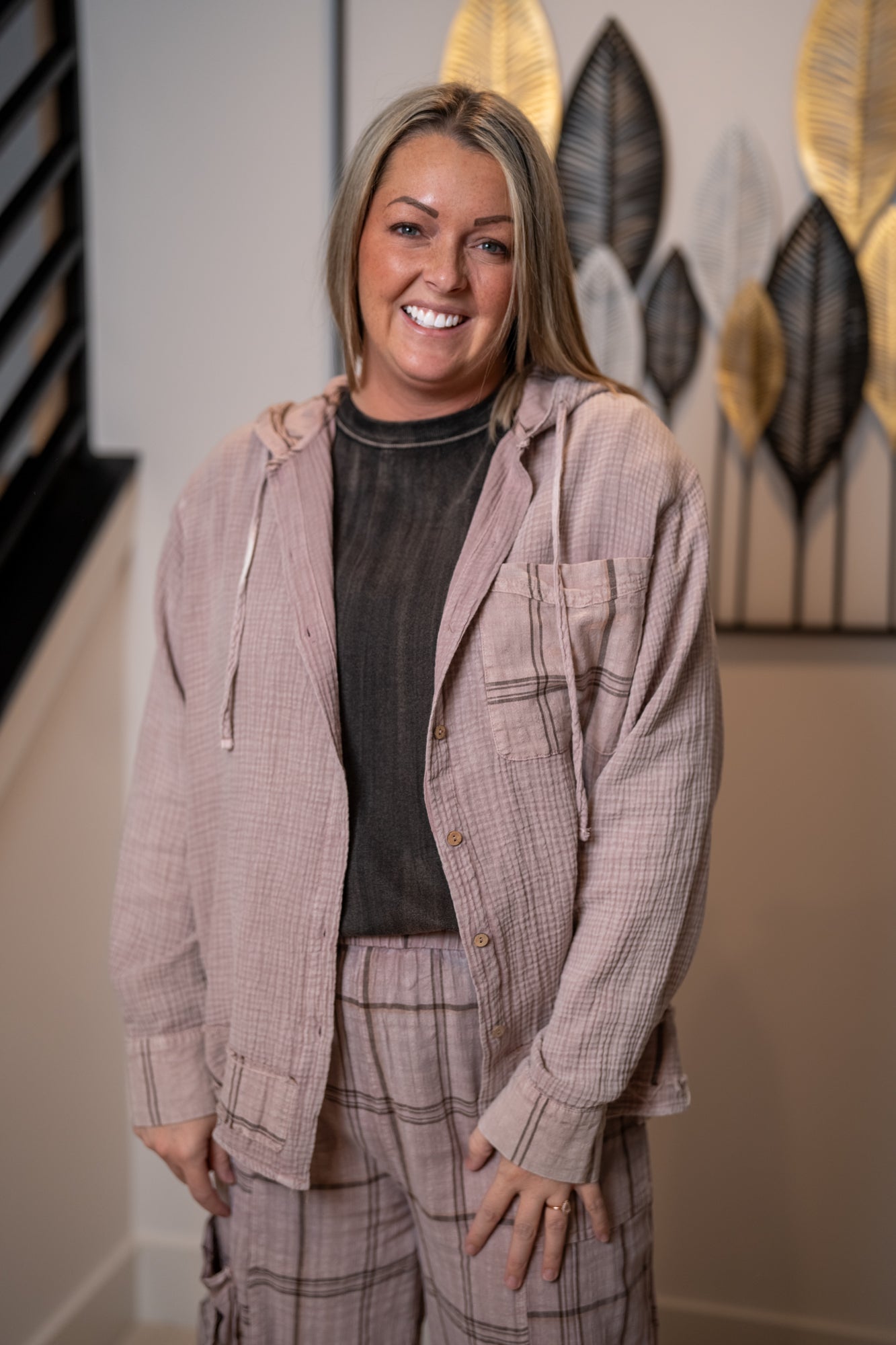 Easel Plaid Mineral Washed Hoodie