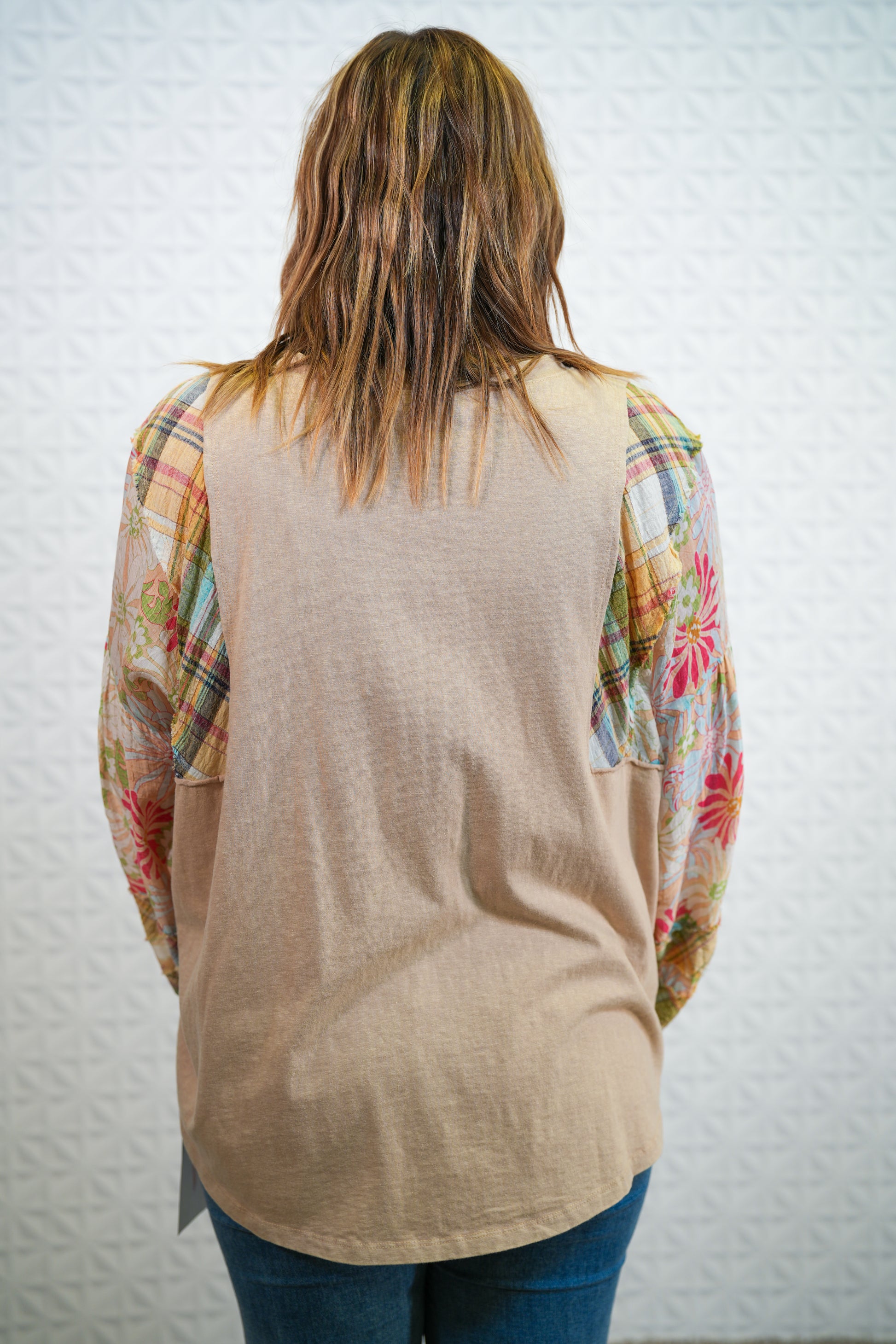 Beautiful Day Mix Print Mineral Washed Top - Buttercup Lynne Boutique
