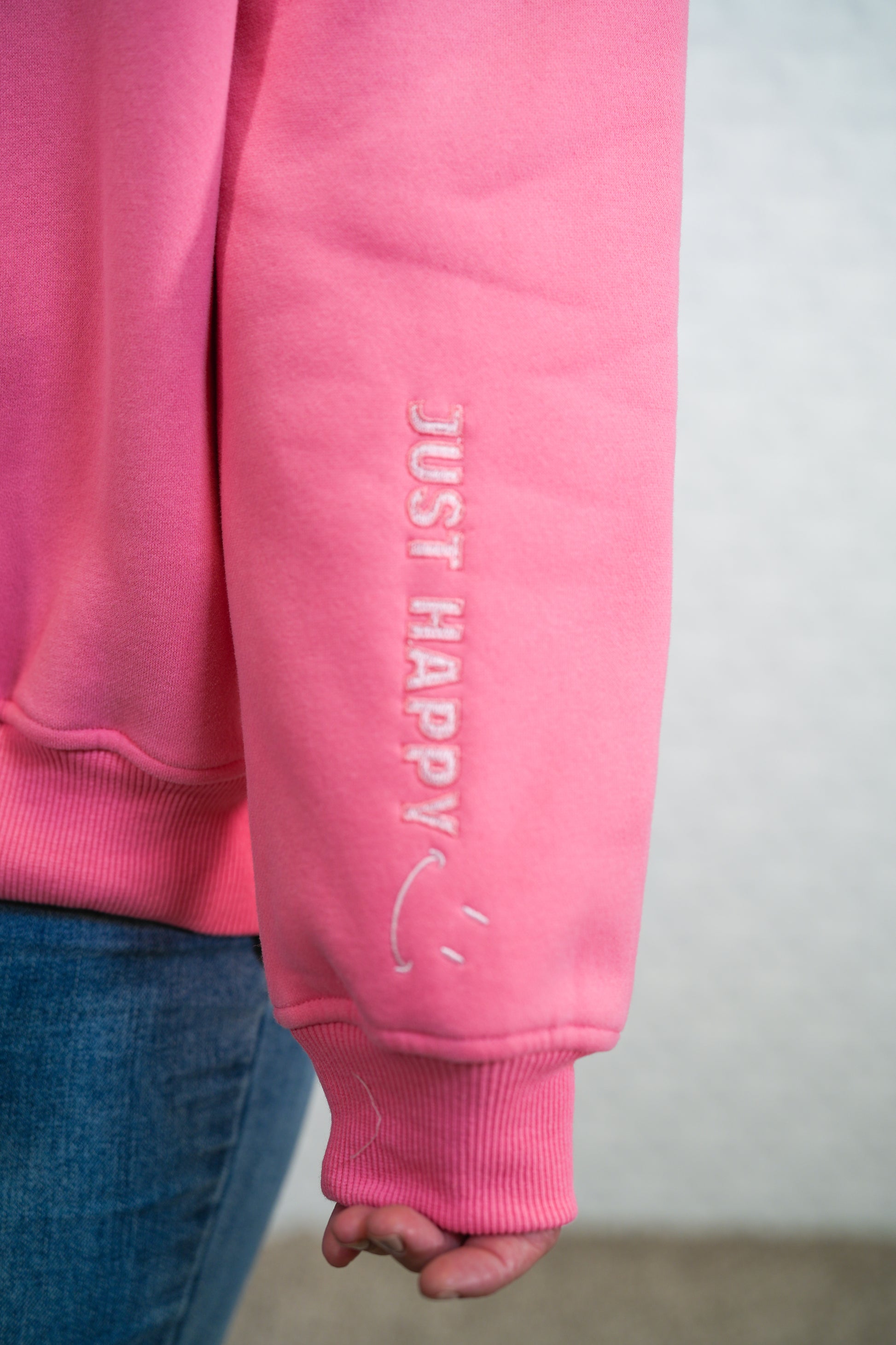 I Am Just Happy To Be Here - Hibiscus Pink Crewneck - Buttercup Lynne Boutique