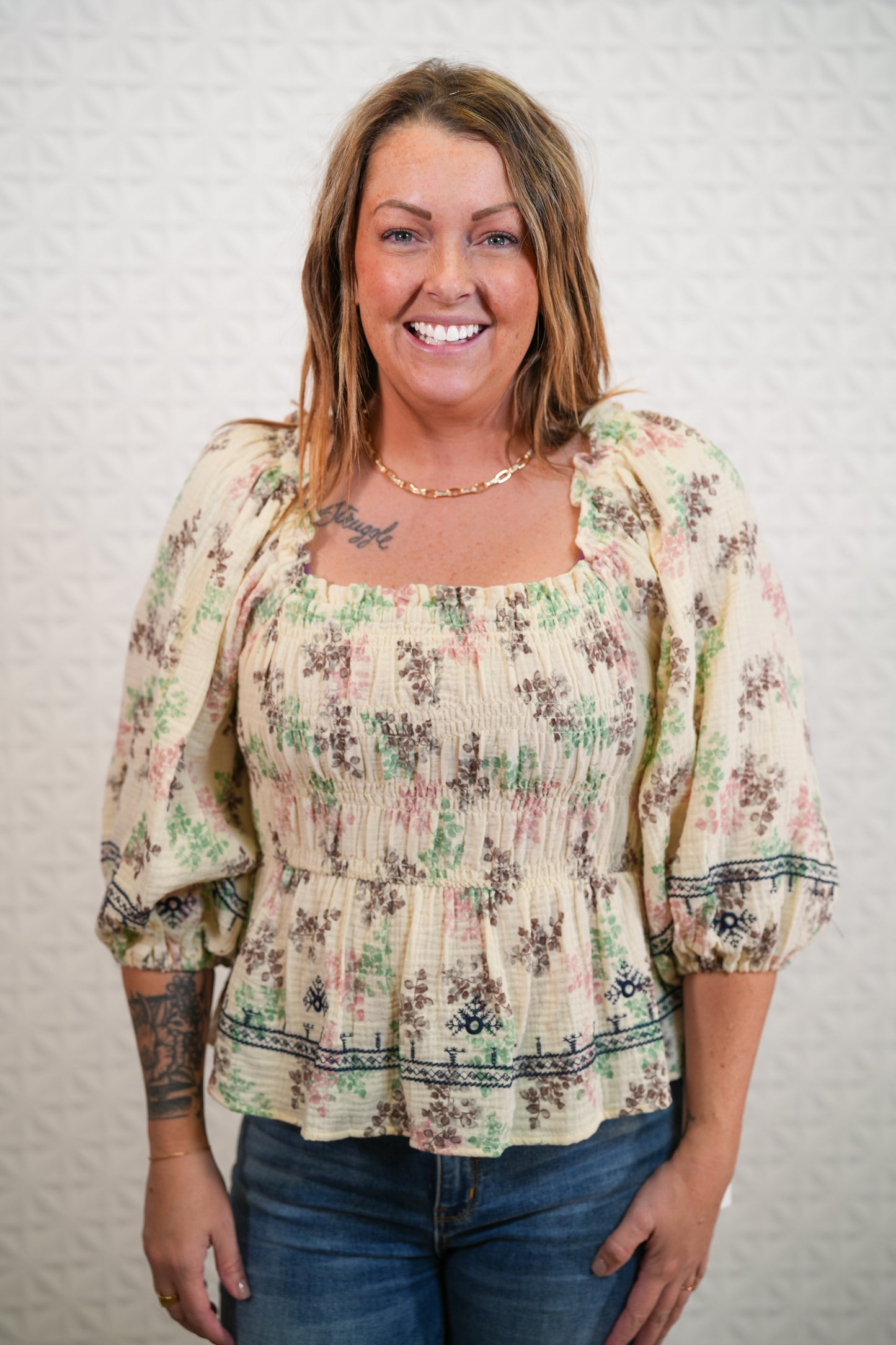 Floral Cotton Gauze Top - Buttercup Lynne Boutique