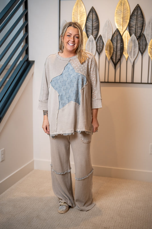 Starlight Washed Waffle Knit Top – Light Ash  Easel