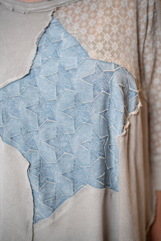 Starlight Washed Waffle Knit Top – Light Ash  Easel