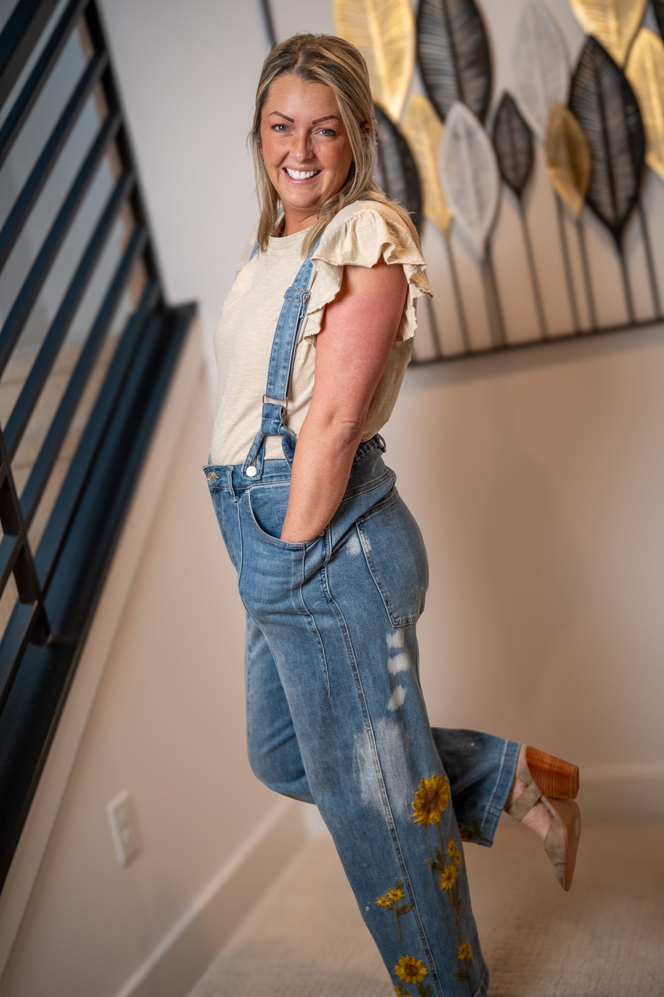 convertible denim overalls that turn into wide leg jeans