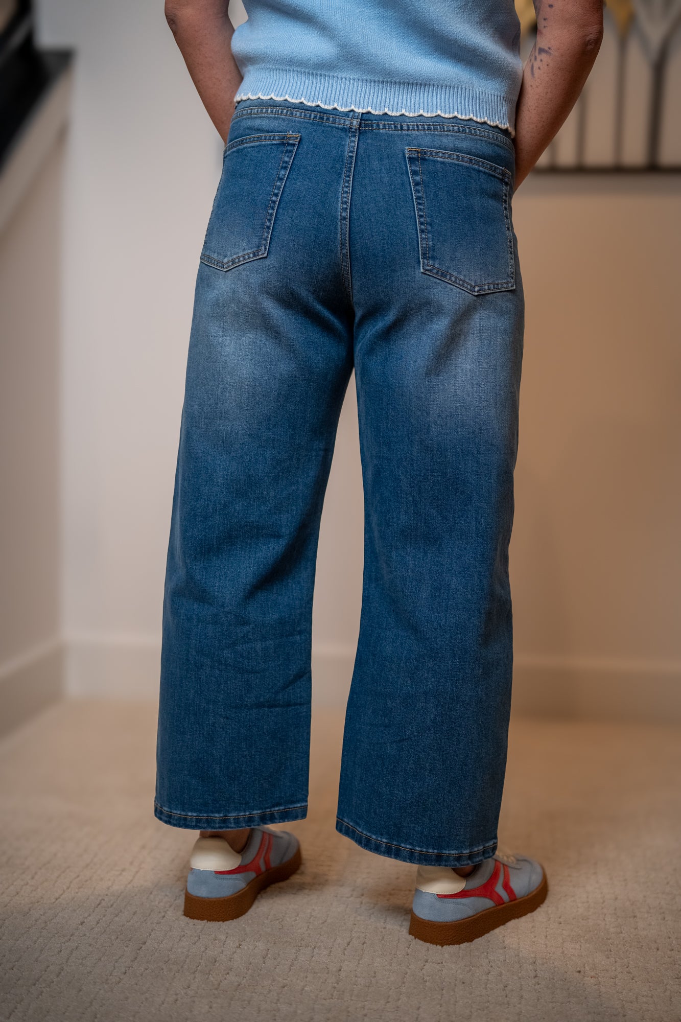 Oli & Hali Washed Grommet Wide Leg Jeans