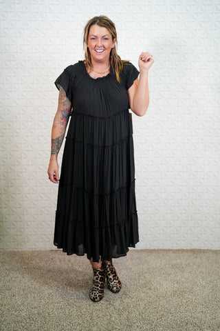 Smocked Tiered Midi Dress - Plus - Buttercup Lynne Boutique