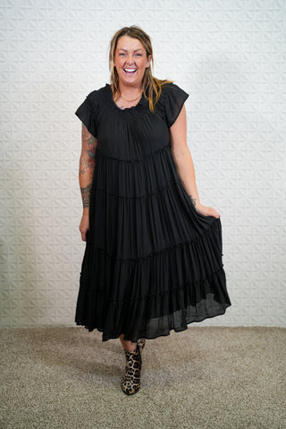 Smocked Tiered Midi Dress - Plus - Buttercup Lynne Boutique