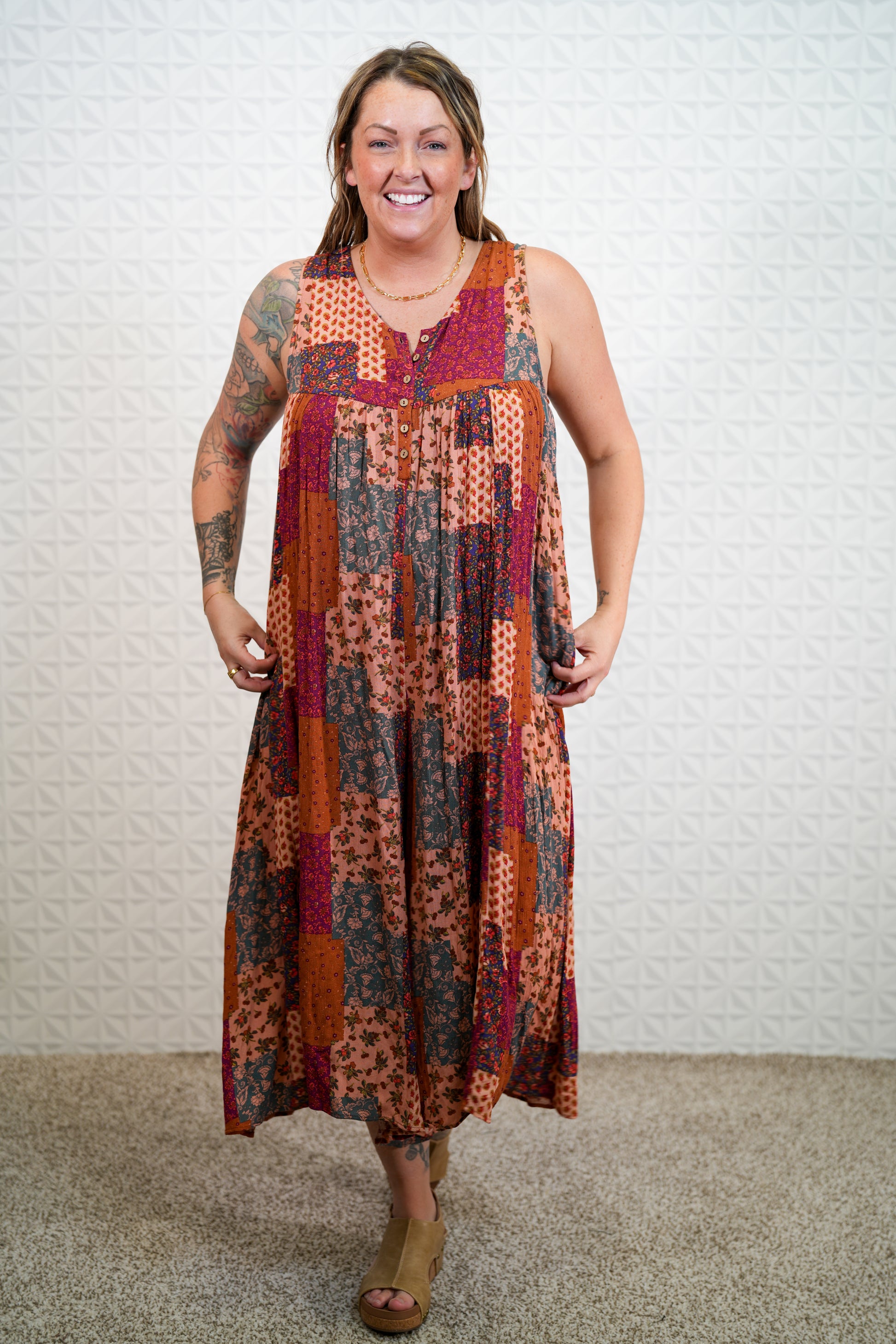 Lead The Way Patchwork Print Jumpsuit - Buttercup Lynne Boutique