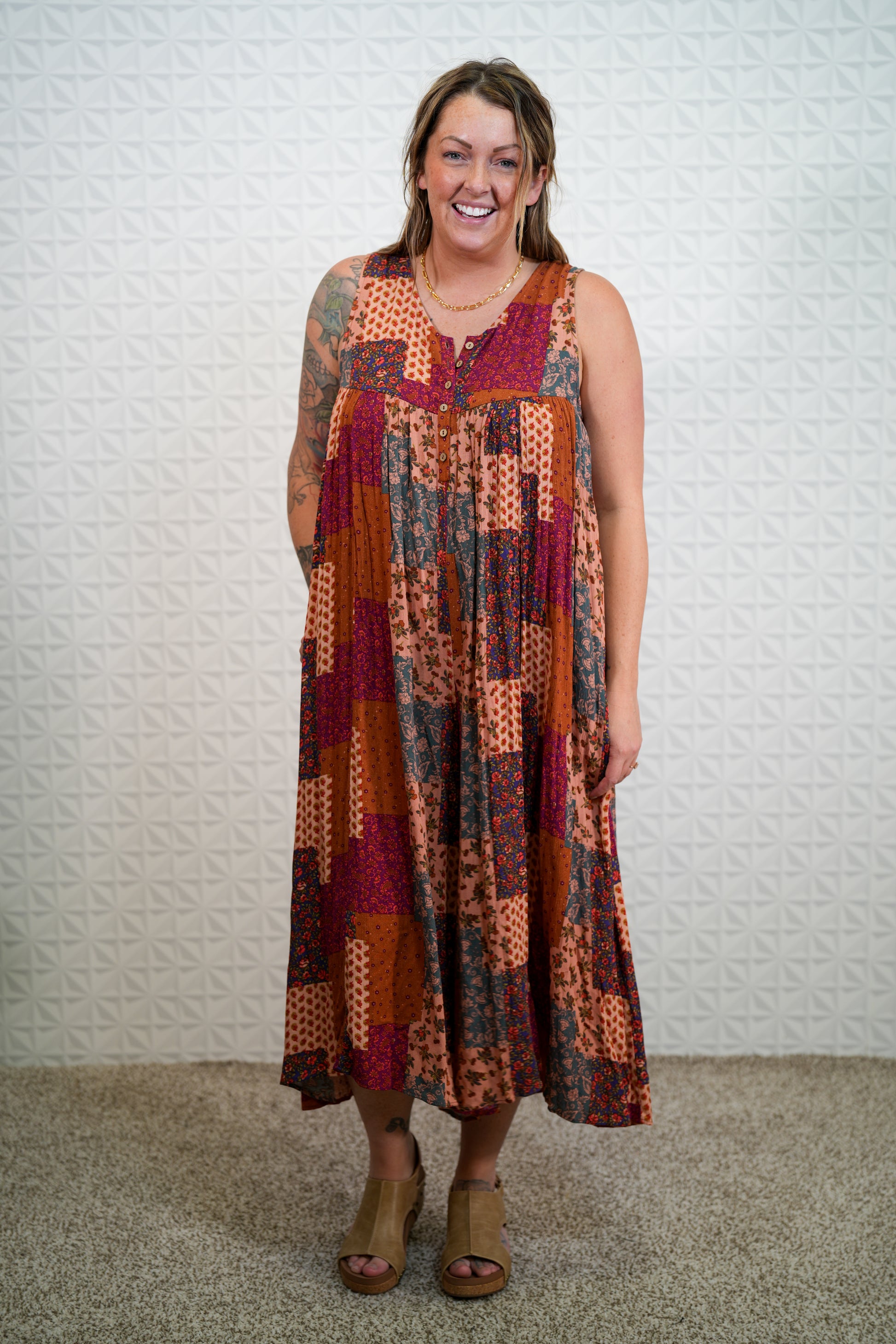 Lead The Way Patchwork Print Jumpsuit - Buttercup Lynne Boutique