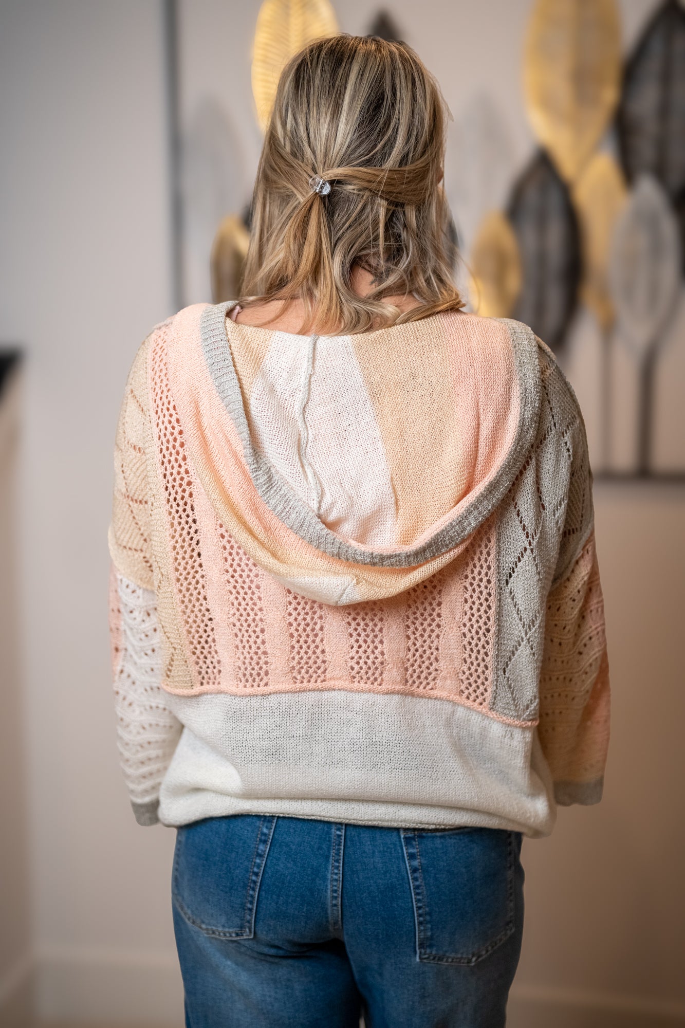 Mello - Cozy Daydream Colorblock Crochet Knit Hoodie