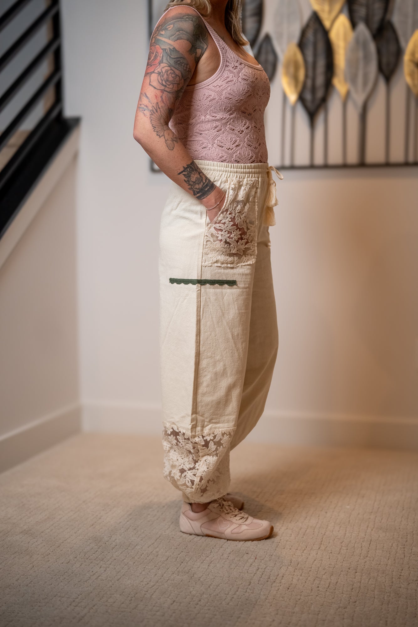 Romantic Boho Lace Patchwork Jogger Pants  Mello