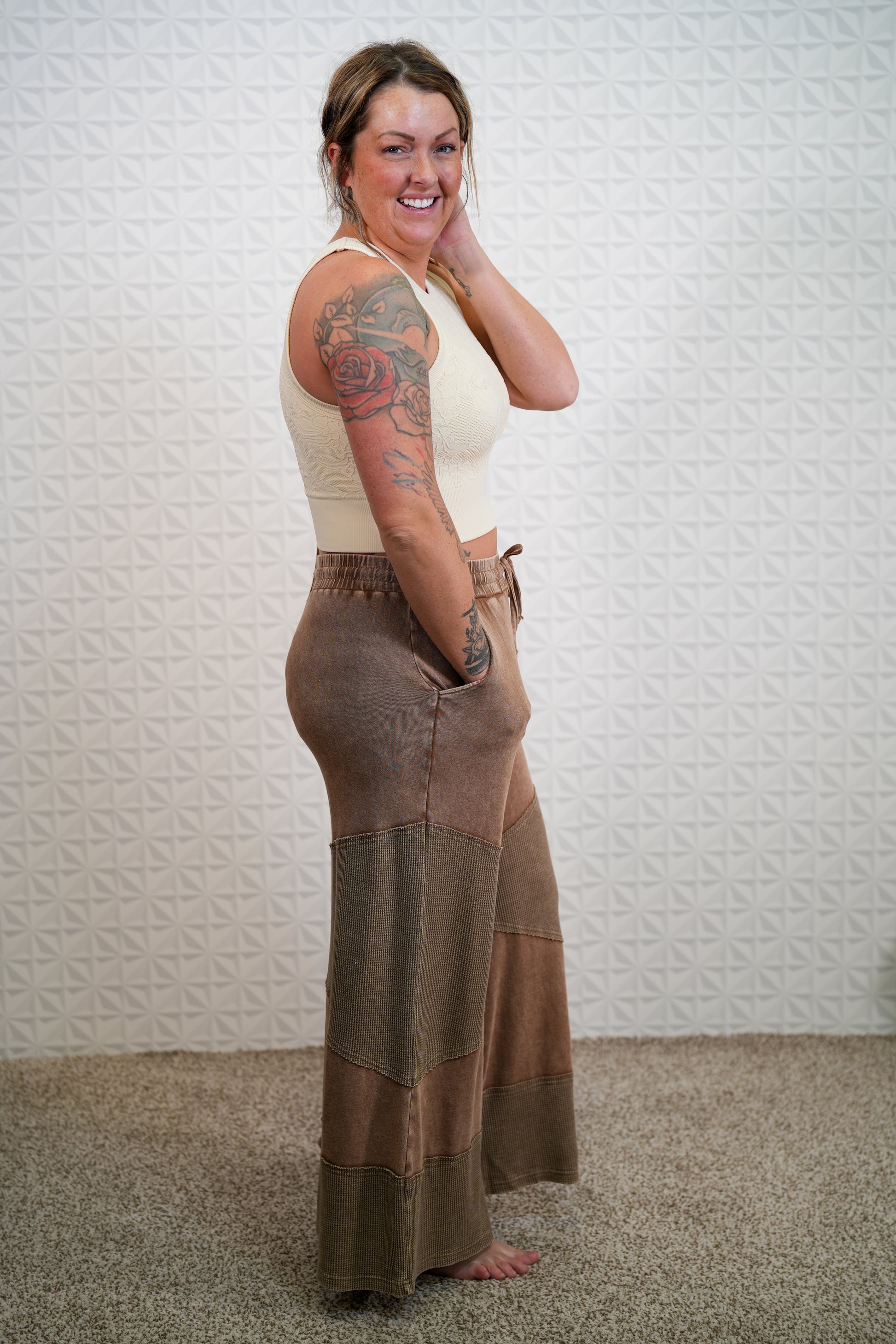 Fresh Finds Washed Thermal Mixed Terry Pants - Buttercup Lynne Boutique