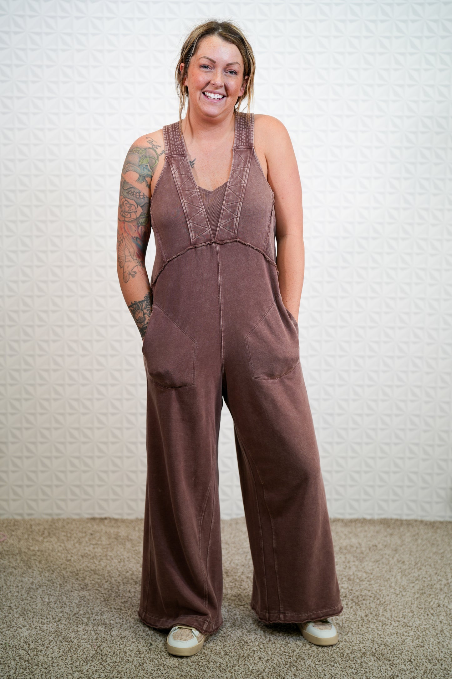 See It Through Mineral Washed Jumpsuit - Buttercup Lynne Boutique