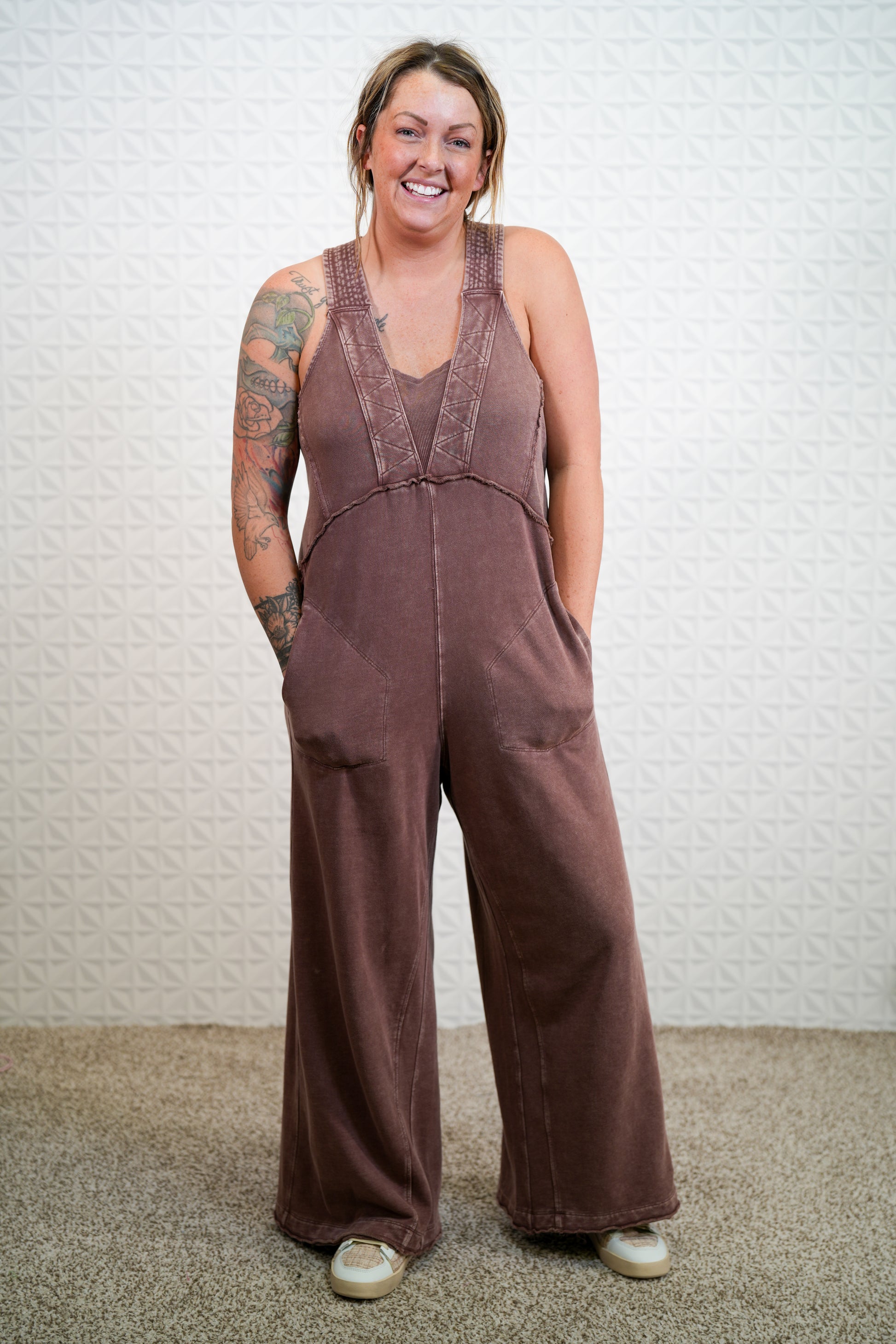 See It Through Mineral Washed Jumpsuit - Buttercup Lynne Boutique