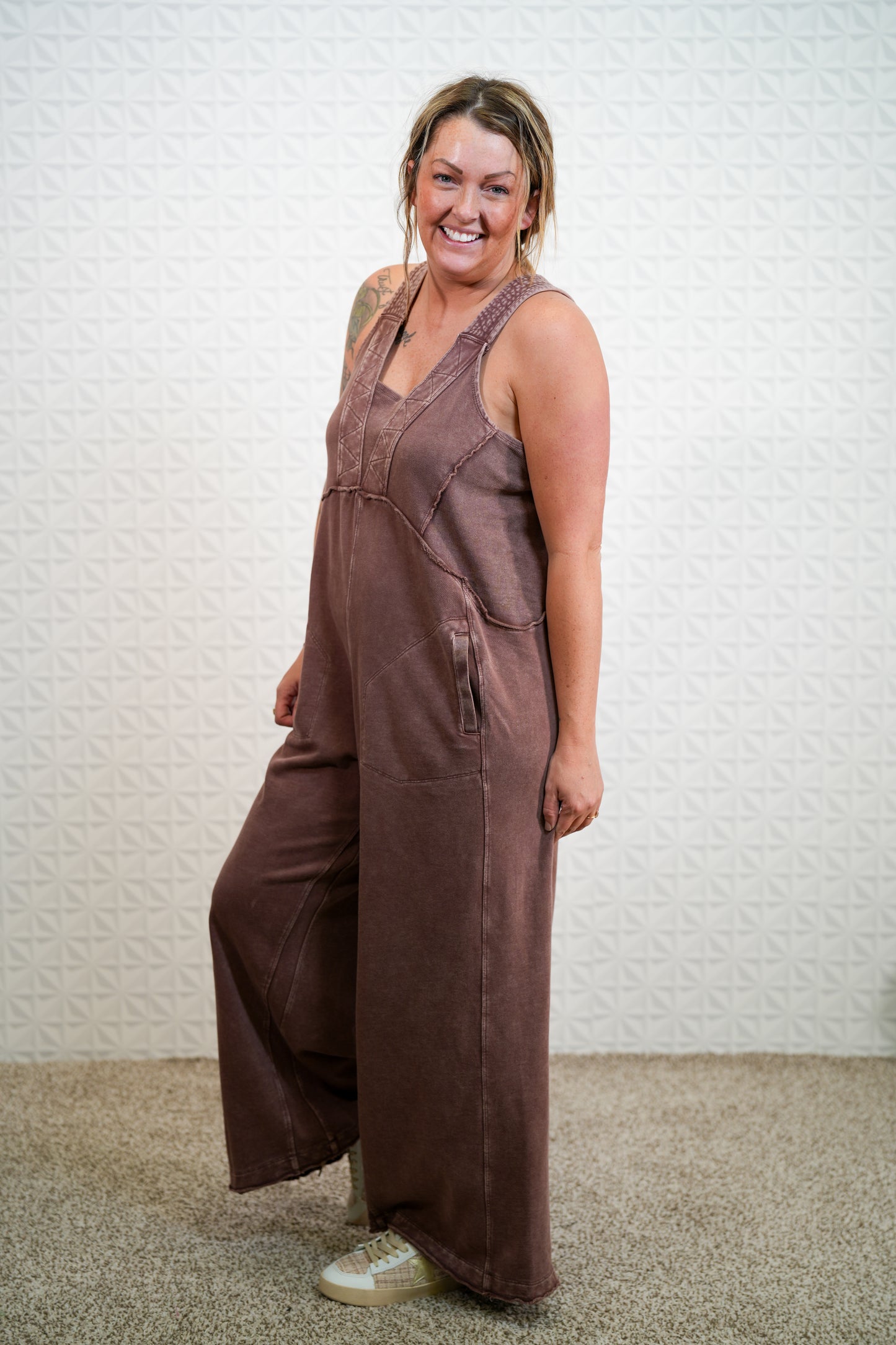 See It Through Mineral Washed Jumpsuit - Buttercup Lynne Boutique