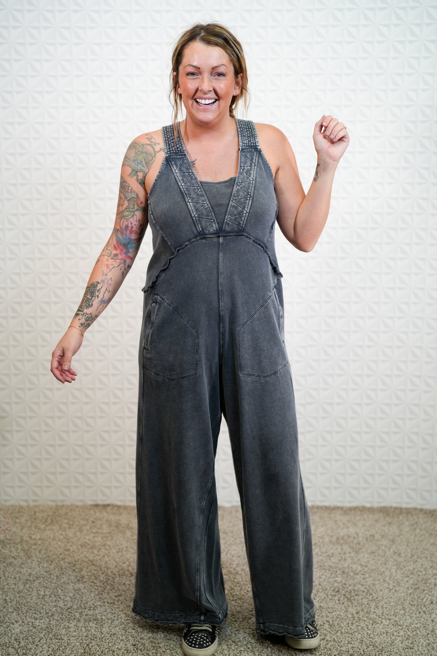 See It Through Mineral Washed Jumpsuit - Buttercup Lynne Boutique