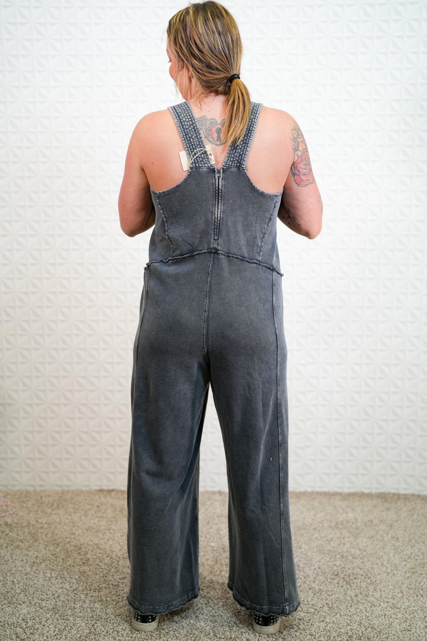 See It Through Mineral Washed Jumpsuit - Buttercup Lynne Boutique