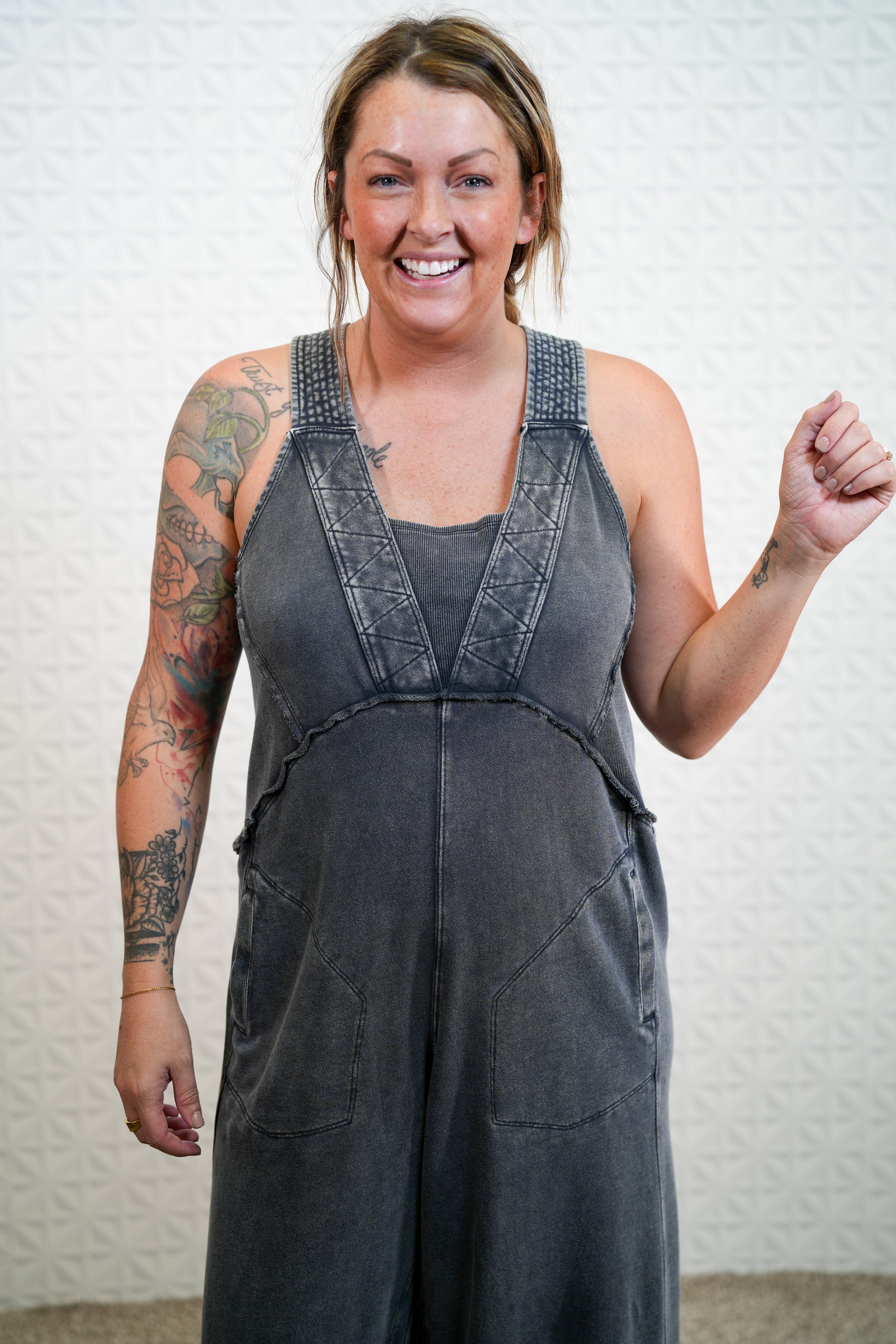 See It Through Mineral Washed Jumpsuit - Buttercup Lynne Boutique