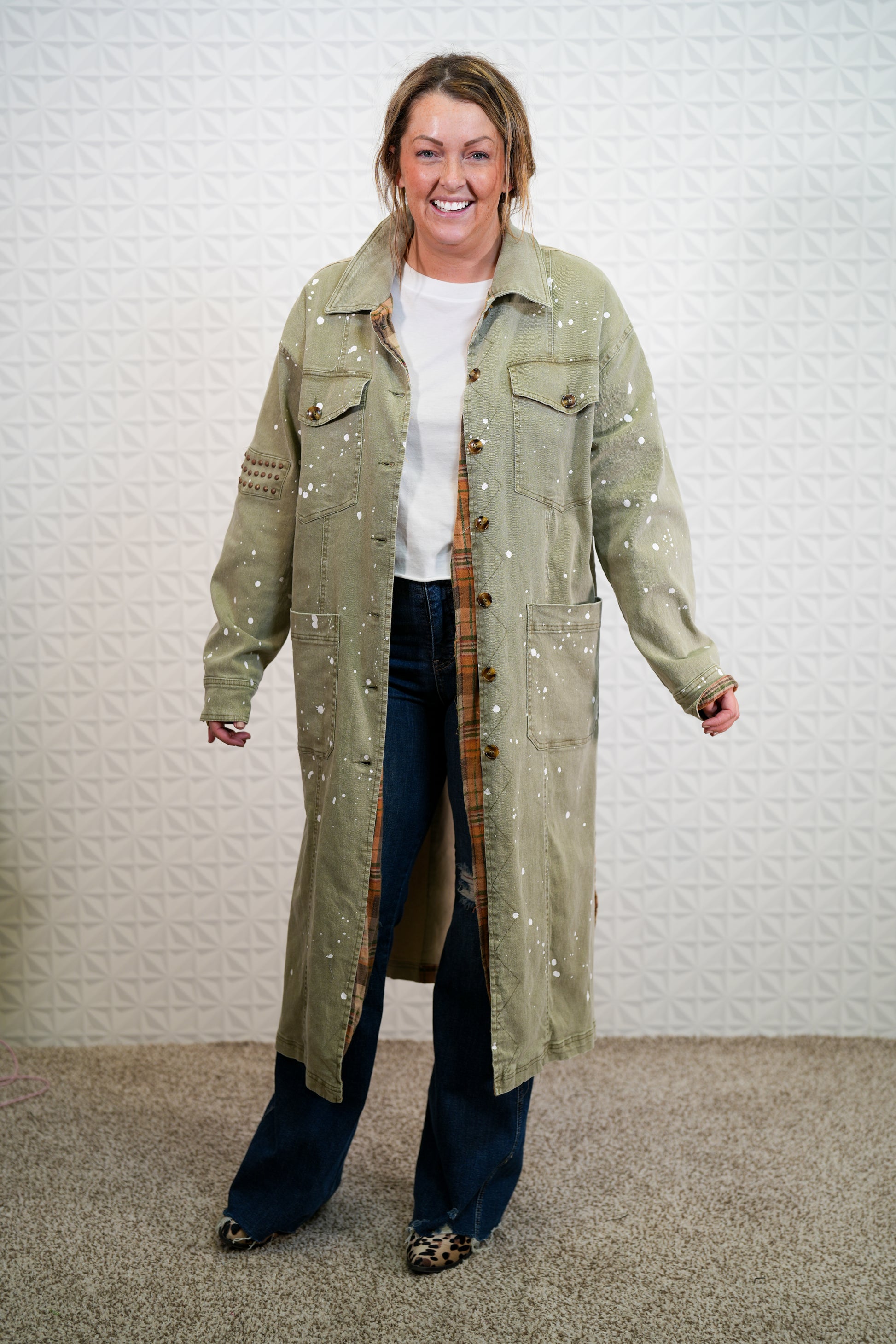 Oli & Hali Misty Morning Fog Mineral Washed Long Jacket - Buttercup Lynne Boutique