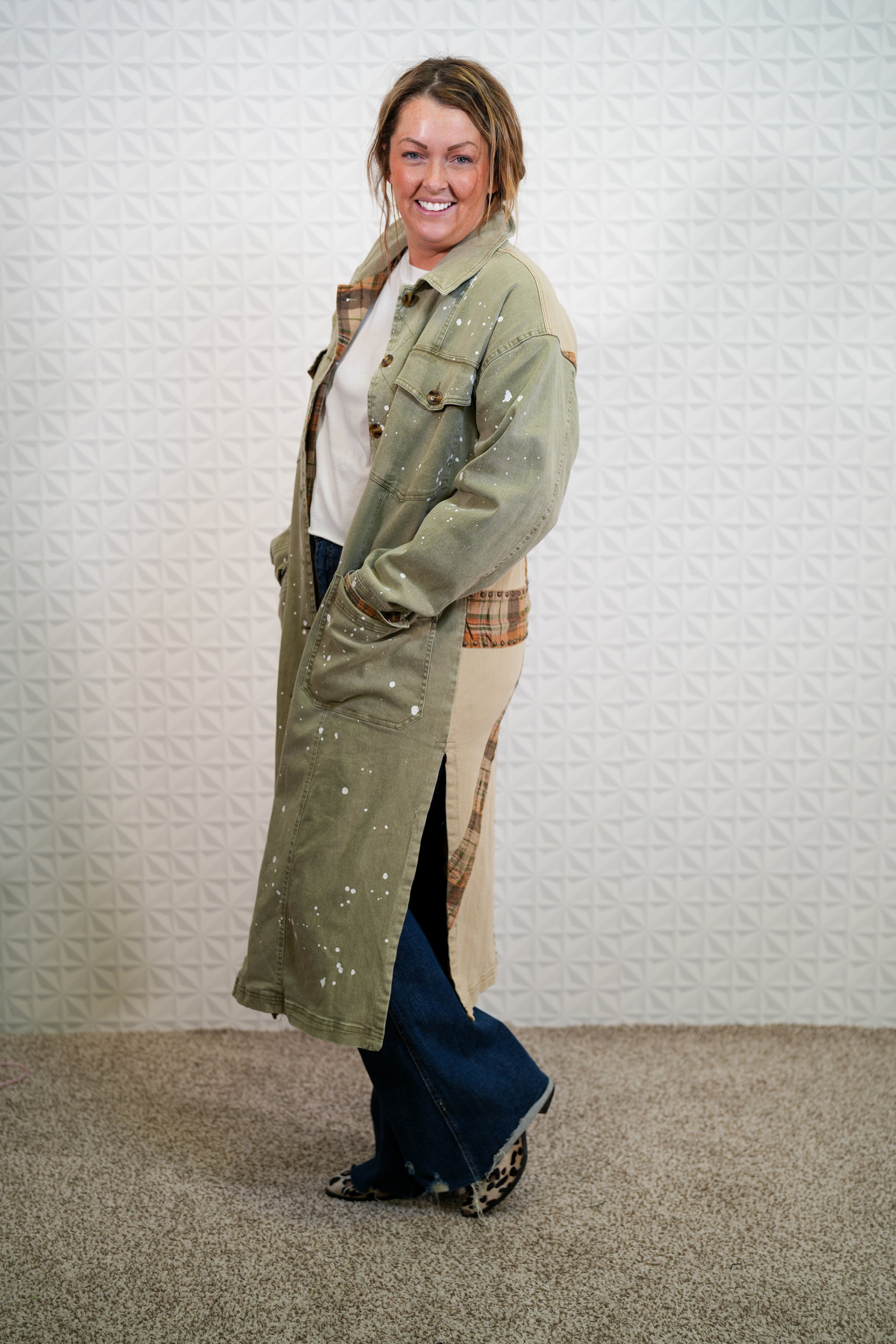 Oli & Hali Misty Morning Fog Mineral Washed Long Jacket - Buttercup Lynne Boutique