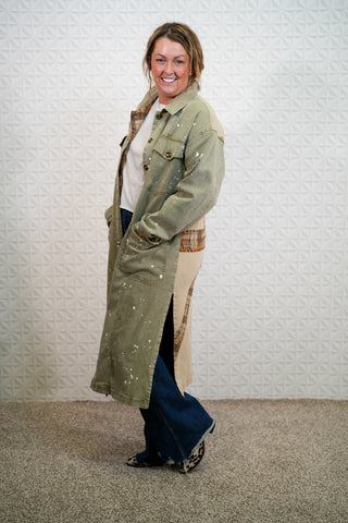 Oli & Hali Misty Morning Fog Mineral Washed Long Jacket - Buttercup Lynne Boutique