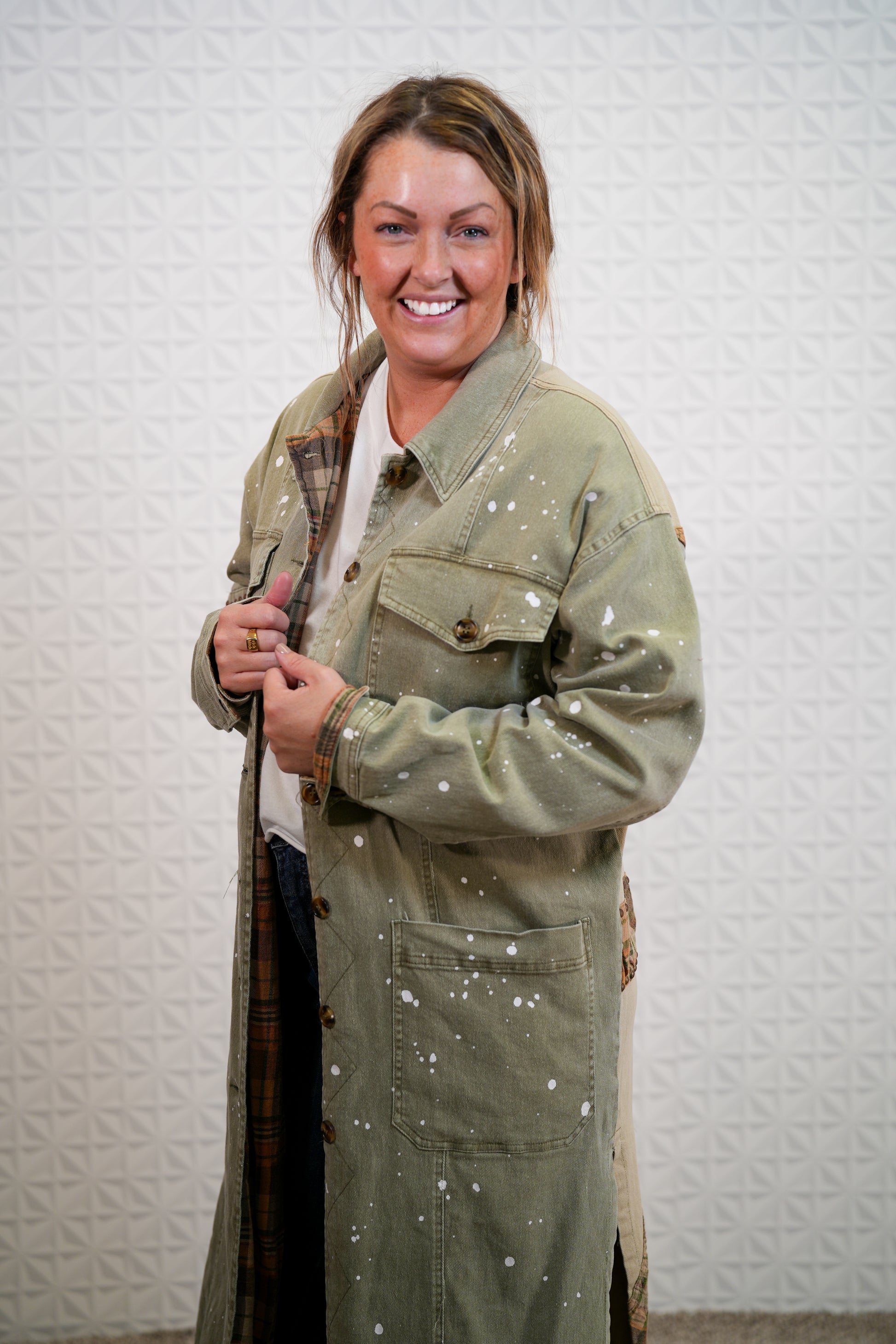 Oli & Hali Misty Morning Fog Mineral Washed Long Jacket - Buttercup Lynne Boutique