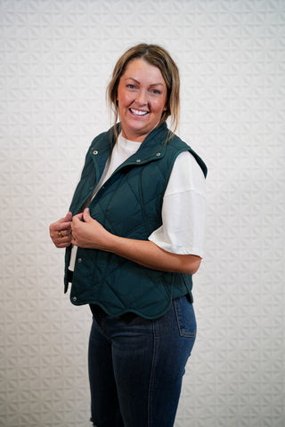 Always Mine Quilted Snap Button Up Vest - Buttercup Lynne Boutique