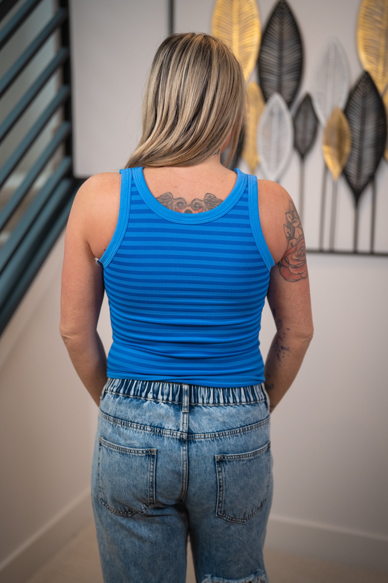 Everyday Glow Reversible Striped Seamless Tank – Marina & Deep Teal – NikiBiki