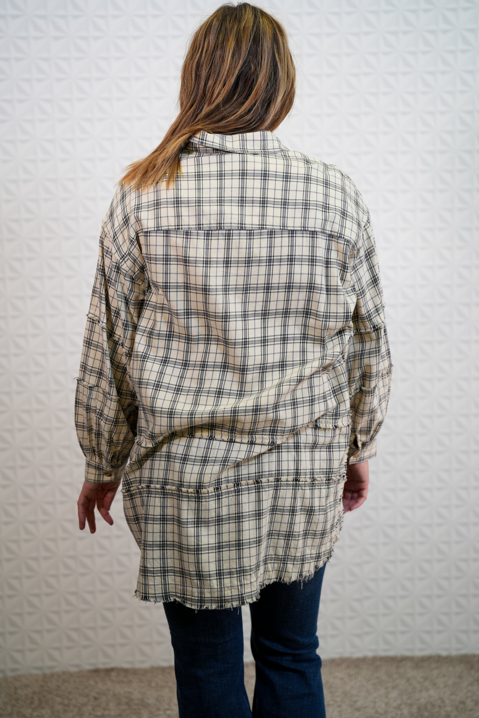 Looking at you Loose Fit Plaid Shirt - Oversized - Natural - Buttercup Lynne Boutique