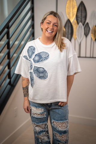 Easel Bandana Bloom Boxy Top
