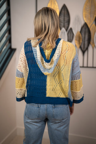 Mello Patchwork Knit Hoodie Cardigan
