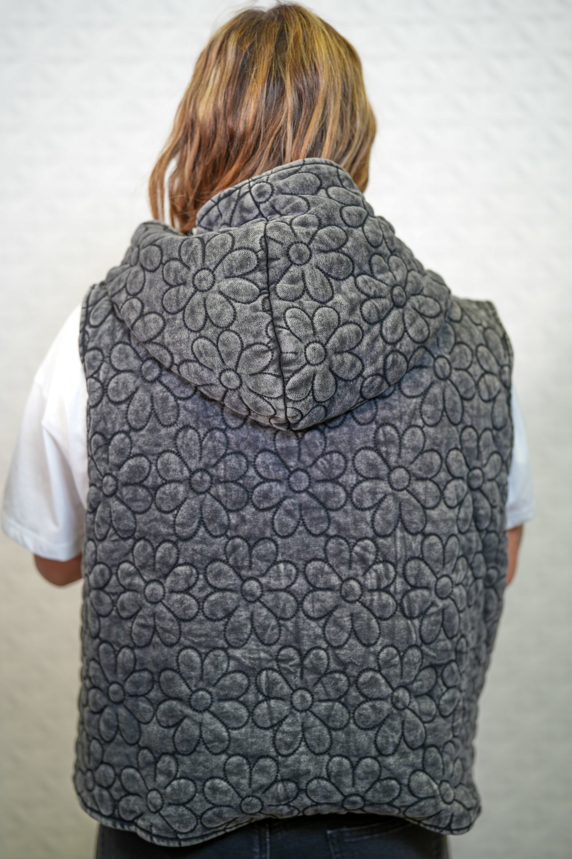 Dreamy Flowers Quilted Hooded Vest - Buttercup Lynne Boutique