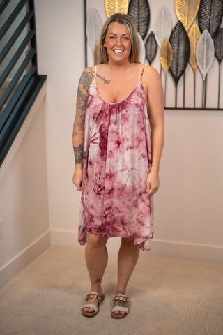 Lovestitch - Tie Dye Spaghetti Strap Trapeze Dress