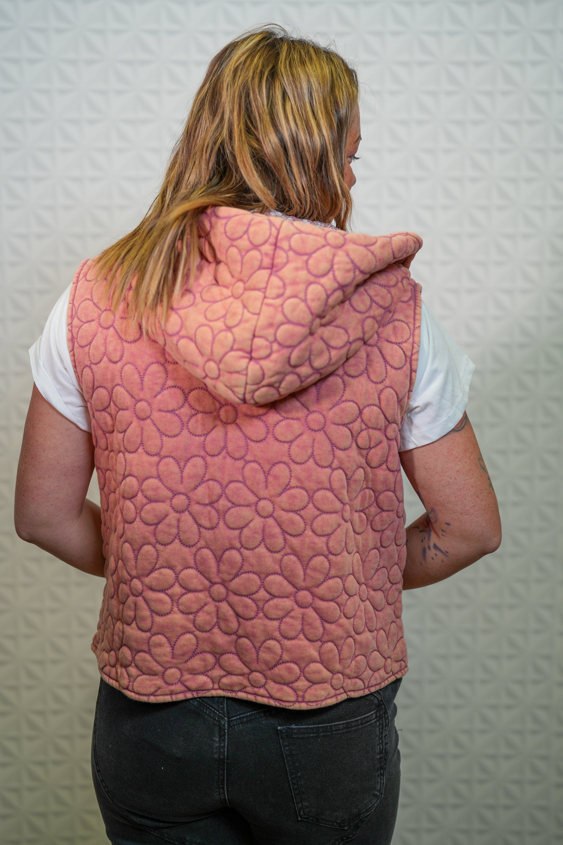 Dreamy Flowers Quilted Hooded Vest - Buttercup Lynne Boutique