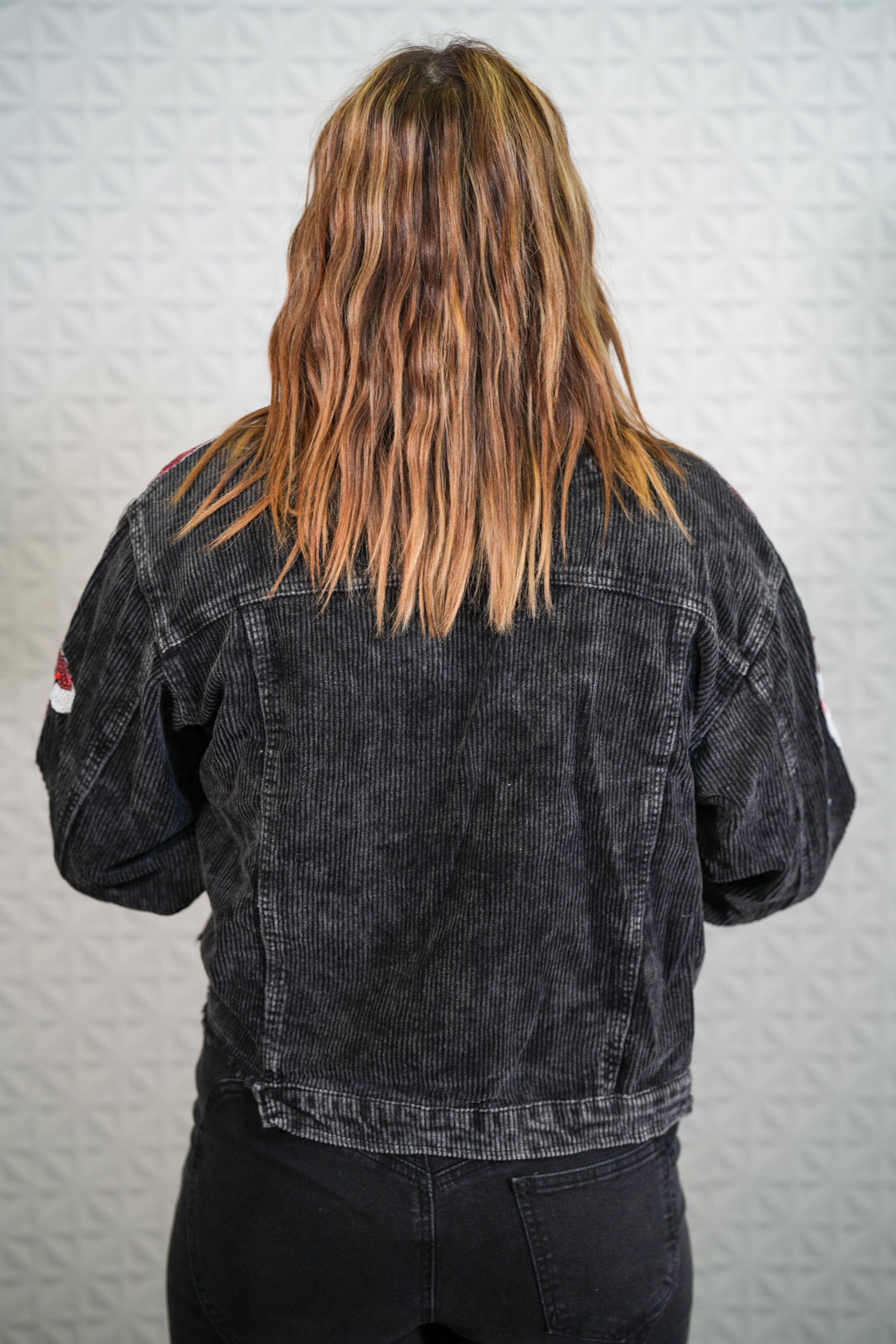 Santa Sequin Jacket Black Corduroy - Buttercup Lynne Boutique
