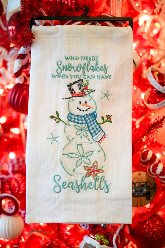 Sand Dollar Snowman Towel - Buttercup Lynne Boutique