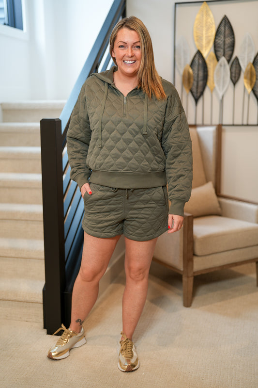 Never Back Down Quarter Zip Hoodie Jacket - Buttercup Lynne Boutique