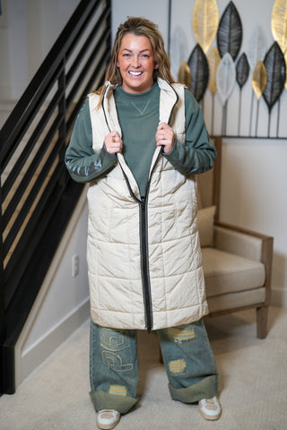 Totally In Padded Long Vest - Buttercup Lynne Boutique