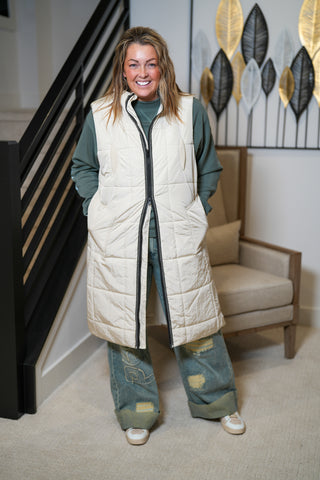 Totally In Padded Long Vest - Buttercup Lynne Boutique