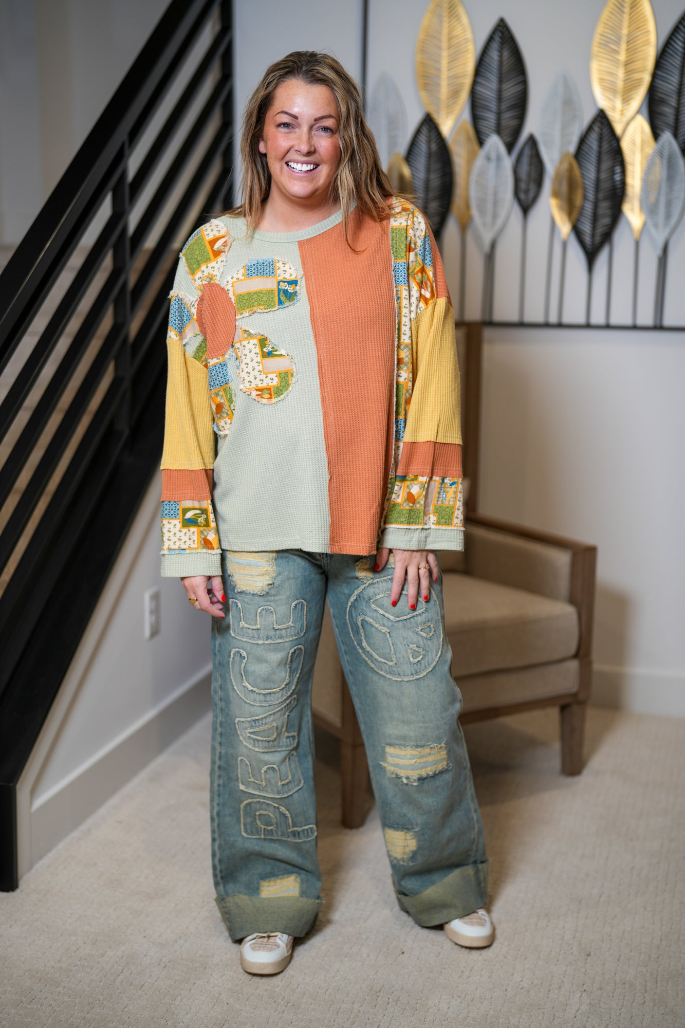 All Around Groovy Color Block Thermal Pullover - Buttercup Lynne Boutique