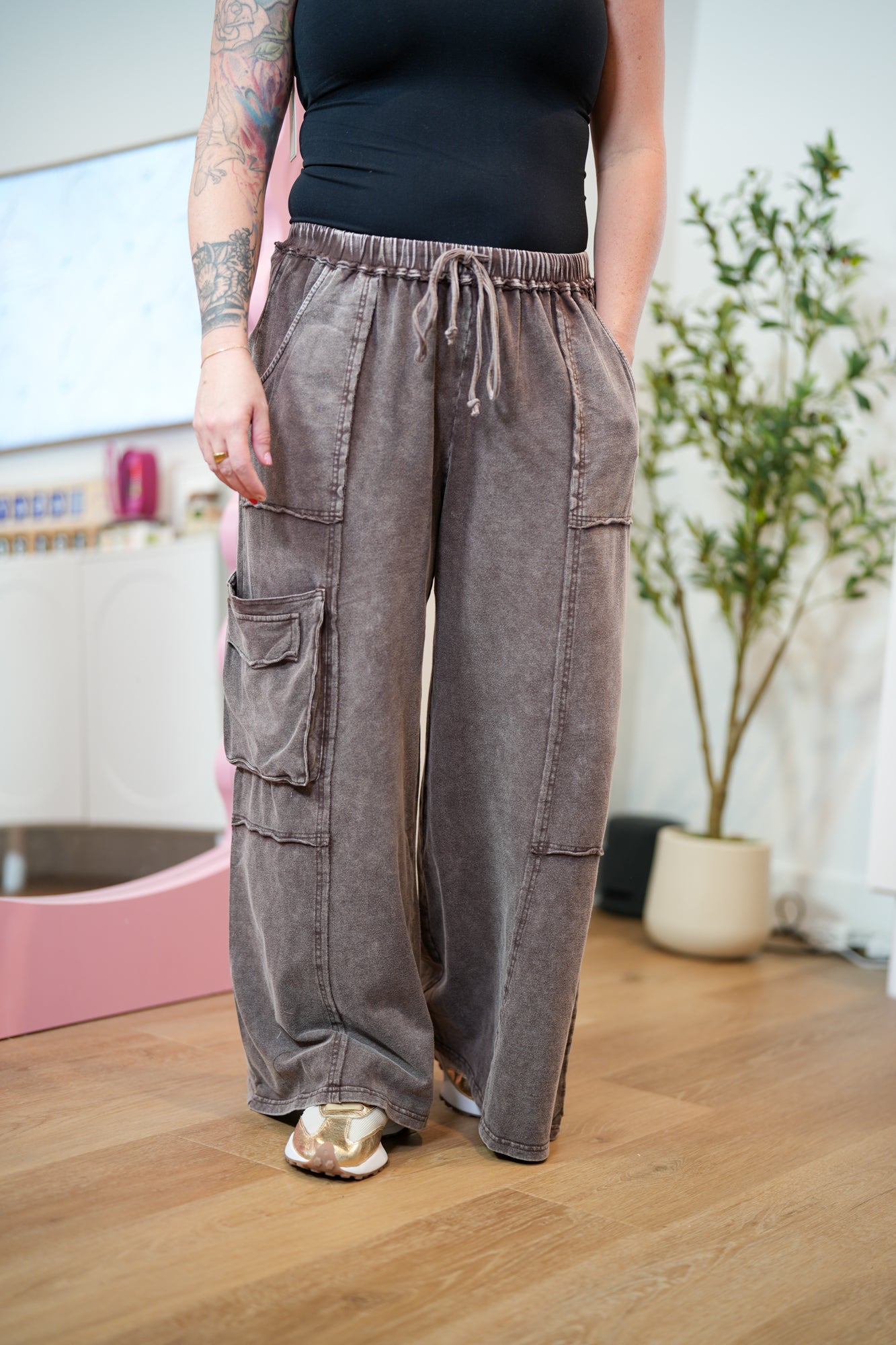 Take It For Granted Mineral Washed Pants - Buttercup Lynne Boutique