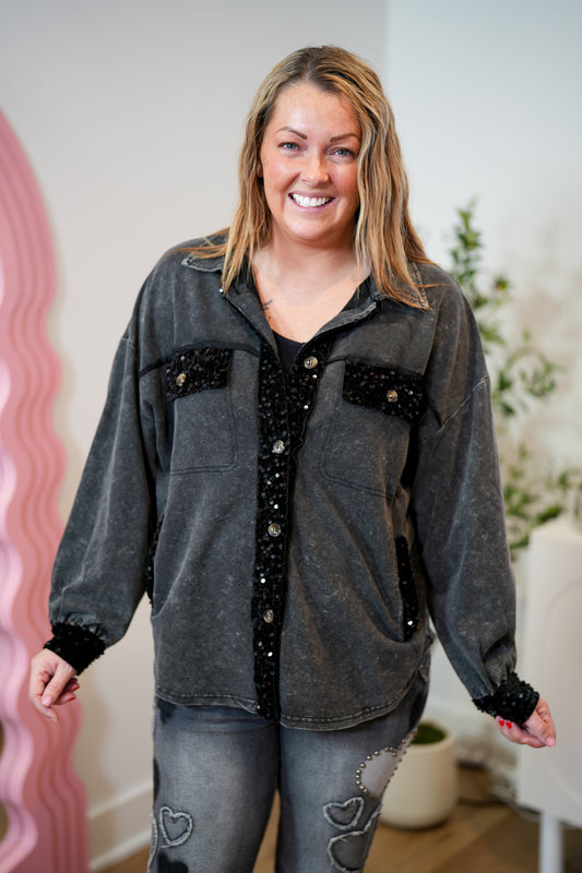 Reach For The Sky Long Sleeve Button Down Top - Buttercup Lynne Boutique