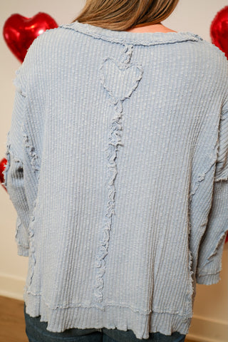 Can't Believe My Eyes Heart Patch Pullover - Buttercup Lynne Boutique