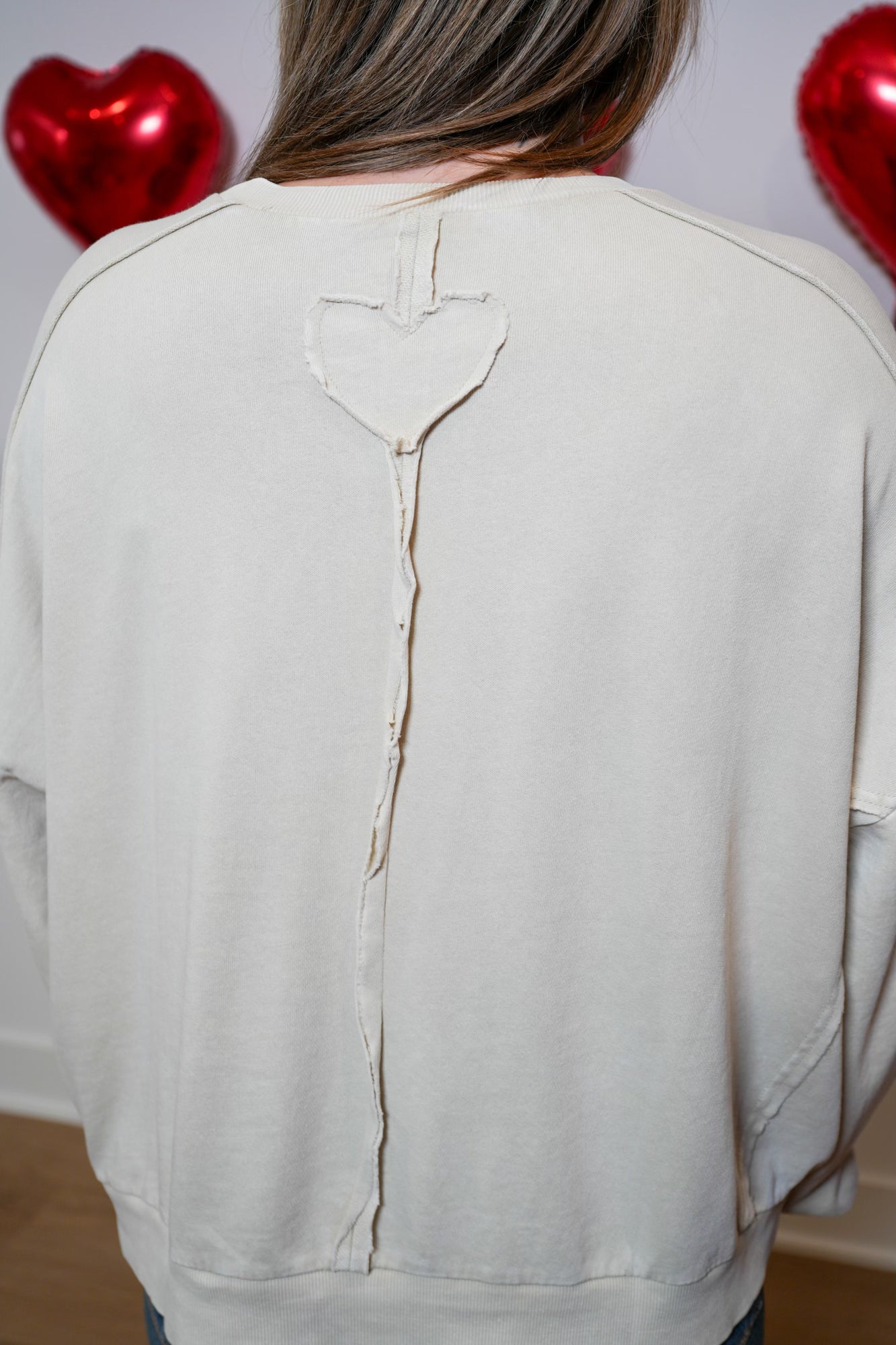 Heart Patch Terry Knit Pullover - Buttercup Lynne Boutique