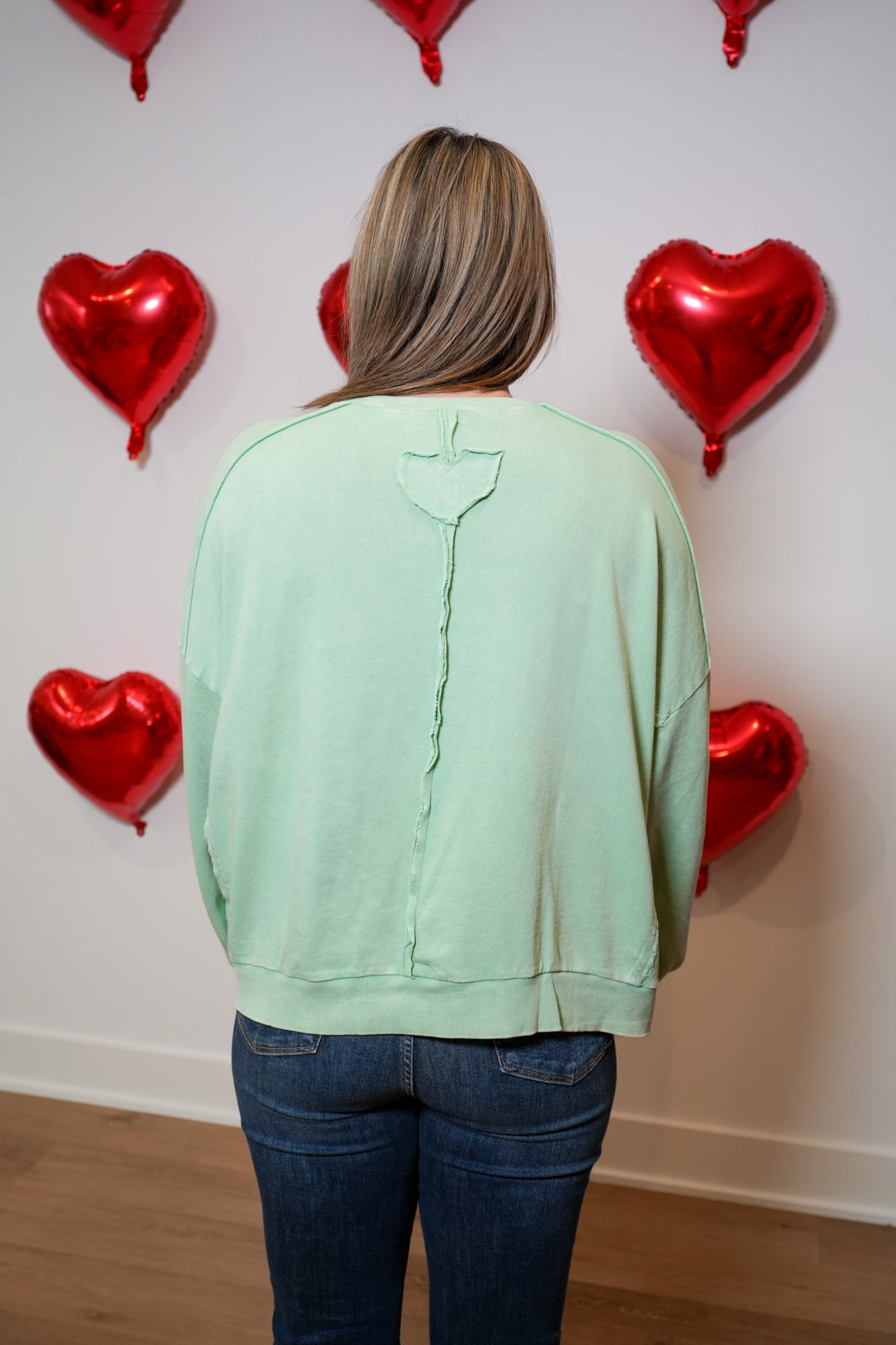 Heart Patch Terry Knit Pullover - Buttercup Lynne Boutique