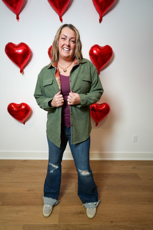 Looks Good On You Reversible Corduroy and Plaid Shacket - Buttercup Lynne Boutique